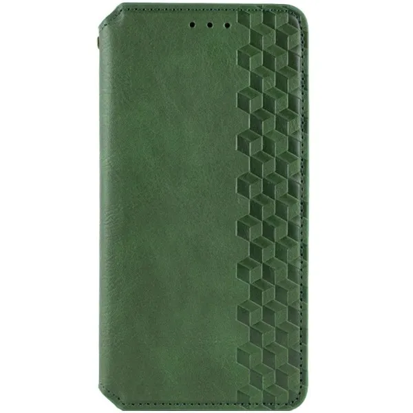 Кожаный чехол-книжка GETMAN Cubic (PU) для Motorola Moto G15 4G — Зеленый — фото 1