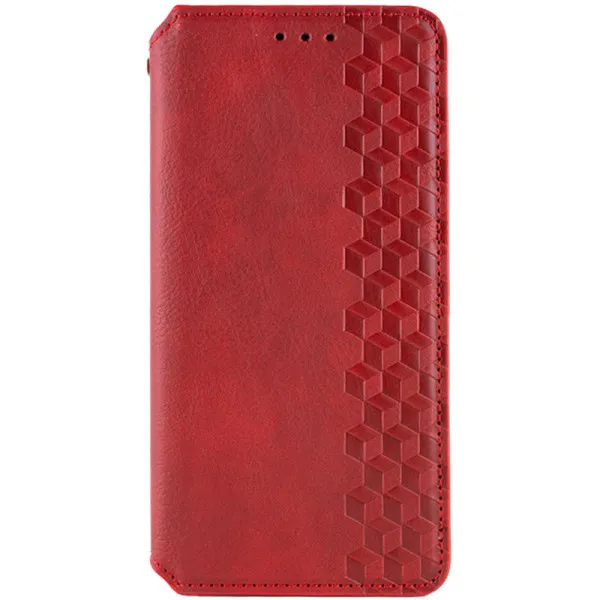 Кожаный чехол-книжка GETMAN Cubic (PU) для Motorola Moto G17 — Красный — фото 1