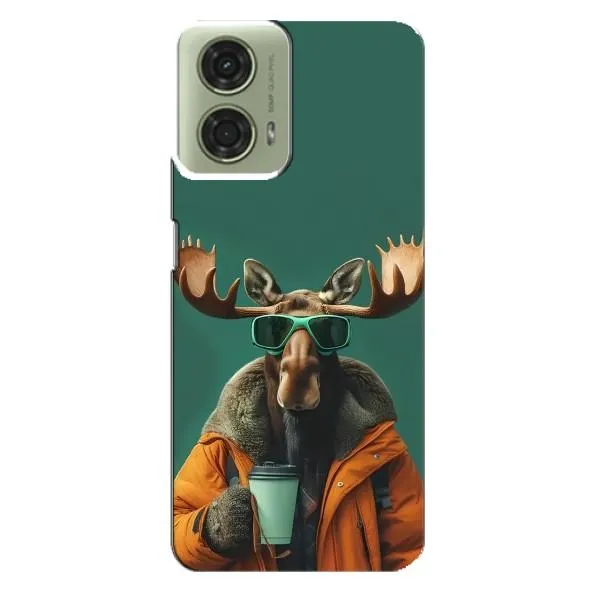 Чехол с принтом «Лось с кофе» для Motorola MOTO G24