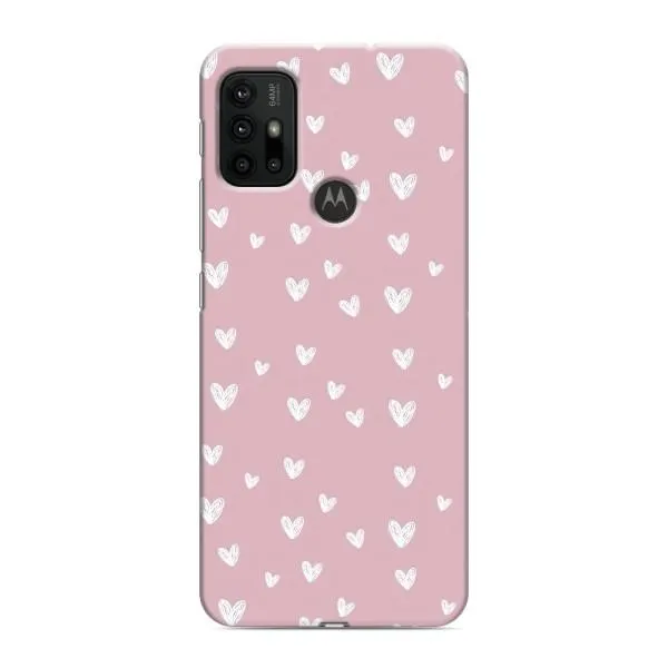 Чехол с принтом «Сердечки на розовом» для Motorola MOTO G30