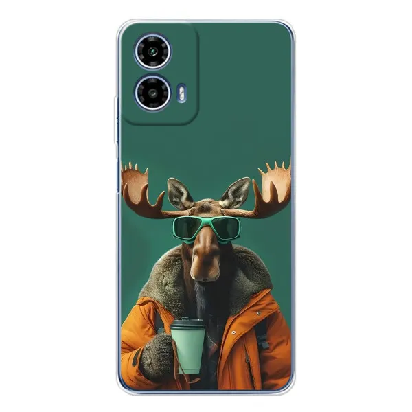 Чехол с принтом «Лось с кофе» для Motorola Moto G35