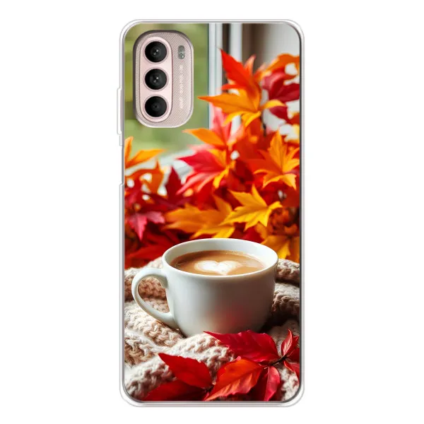 Чехол с принтом «Кофе и листья» для Motorola MOTO G52