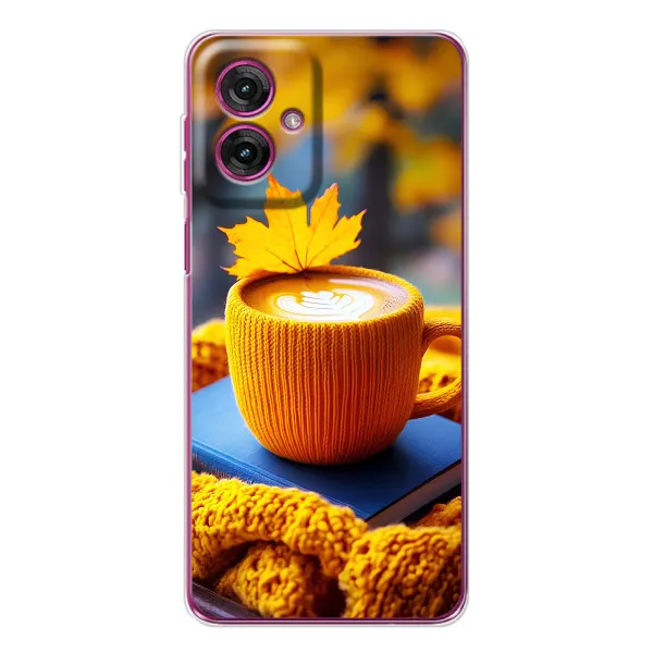 Чехол с принтом «Кофе на желтом пледе» для Motorola Moto G55