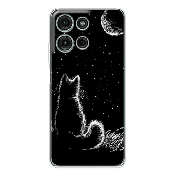 Чехол с принтом «Котик и луна» для Motorola MOTO G56