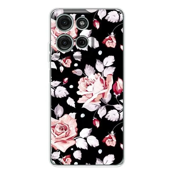 Чехол с принтом «Цветочки на черном» для Motorola Moto G75
