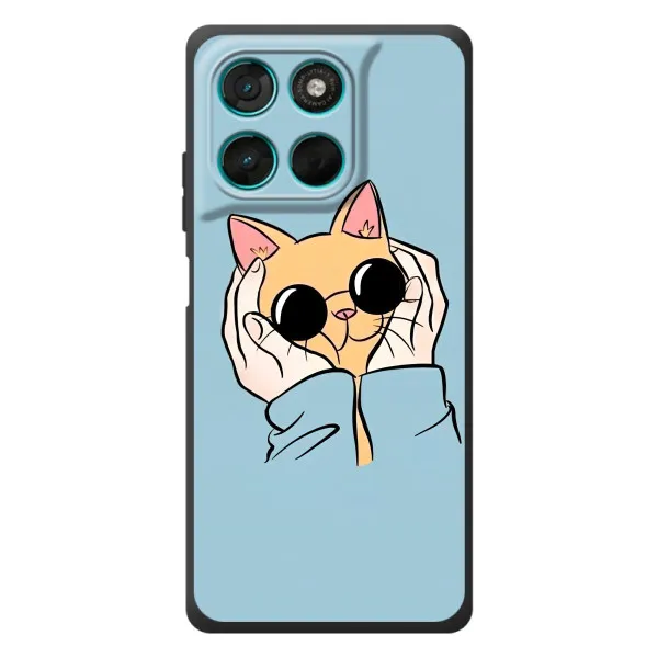 Чохол з принтом «Котик в окулярах» для Motorola Moto G77