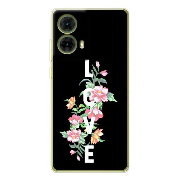 Чехол с принтом «Цветы LOVE» для Motorola MOTO G85