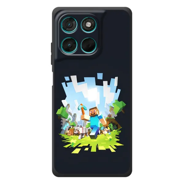 Чехол с принтом «персонажи Minecraft» для Motorola MOTO G86 Power