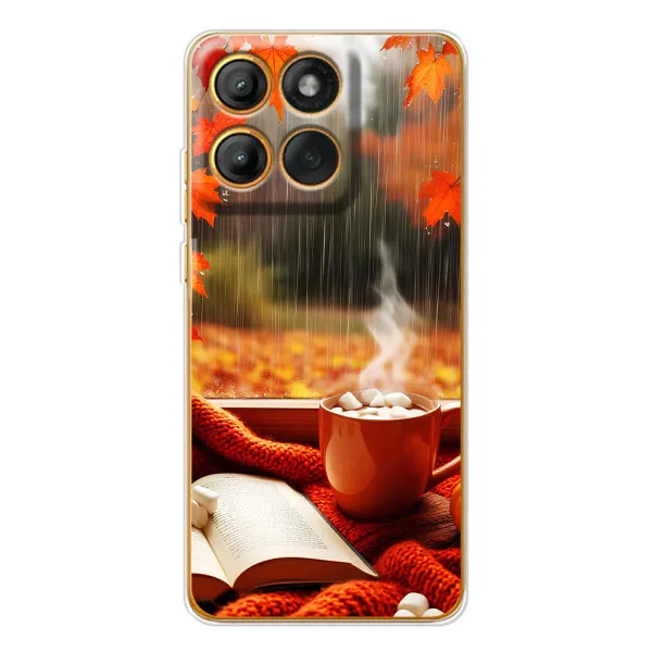 Чехол с принтом «Кофе и дождь» для Motorola MOTO G86