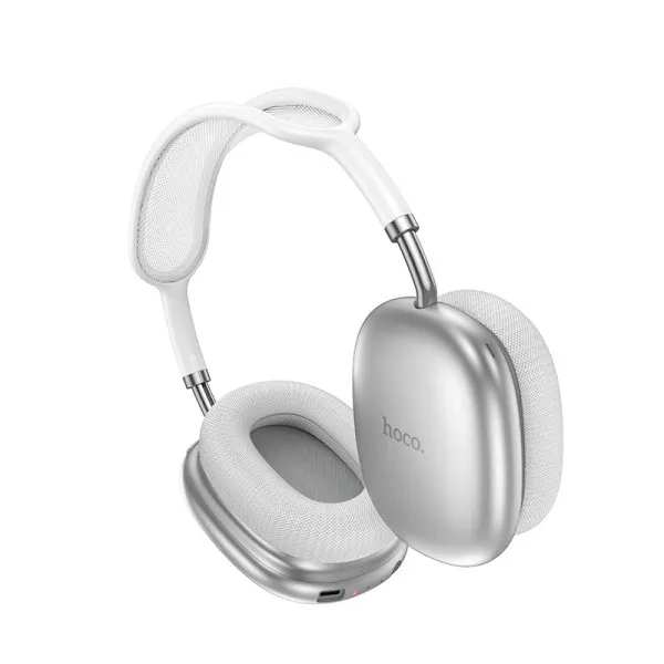 Накладные беспроводные наушники Hoco W55 Plus Happiness ANC noise reduction — Серебряный — фото 3