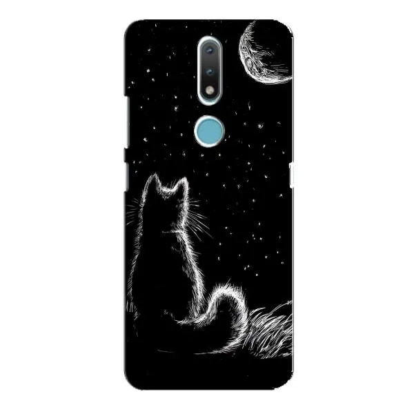 Чехол с принтом «Котик и луна» для Nokia 2.4 Чехол с принтом «Котик и луна» для Nokia 2.4