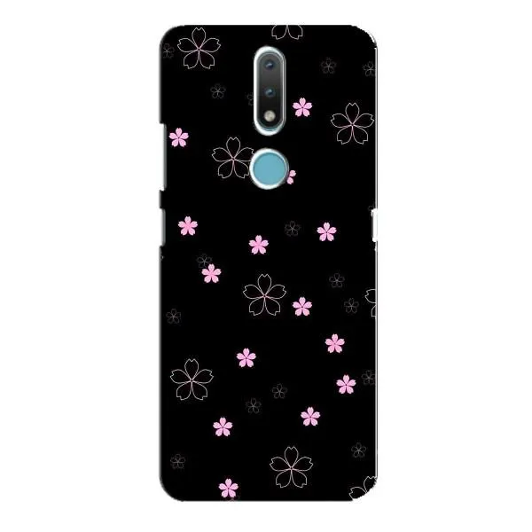 Чехол с принтом «Розовые цветы на черном» для Nokia 2.4