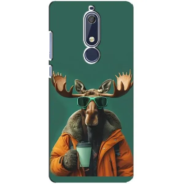 Чехол с принтом «Лось с кофе» для Nokia 5.1 (2018)
