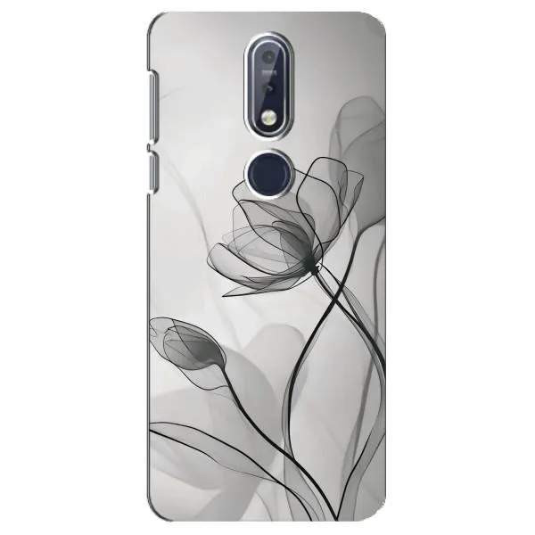 Чехол с принтом «Черные цветы» для Nokia 7.1 (2018)