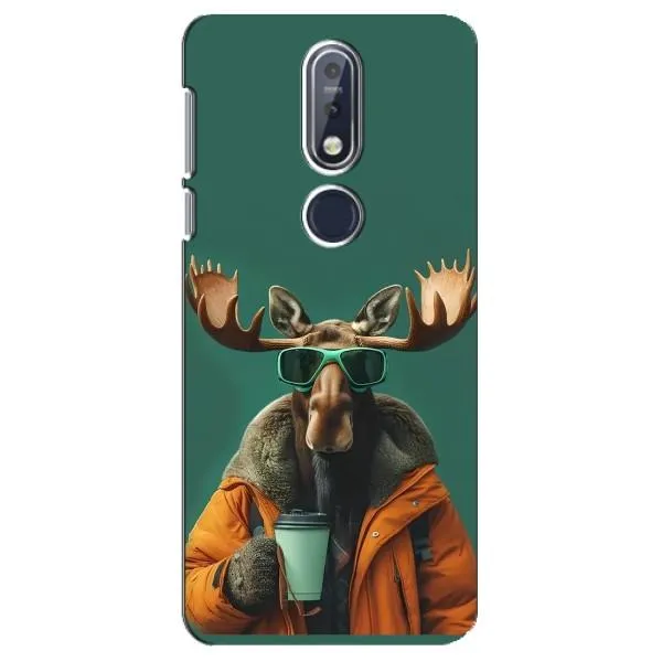 Чехол с принтом «Лось с кофе» для Nokia 7.1 (2018)