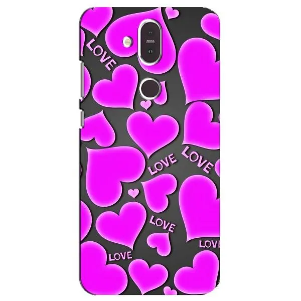 Чехол с принтом «Pink hearts» для Nokia 8.1 (2018)