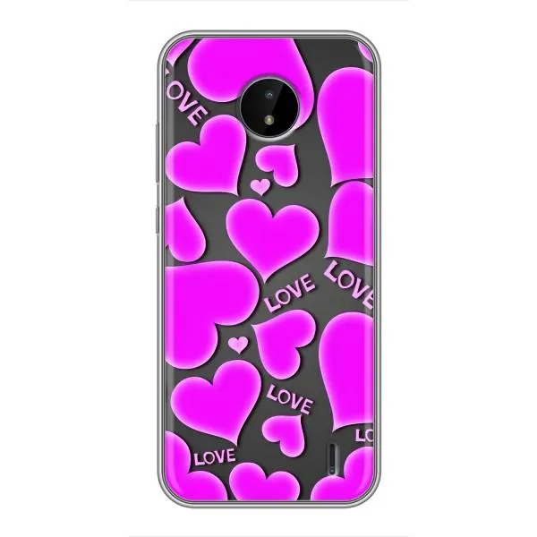 Чехол с принтом «Pink hearts» для Nokia C10 Чехол с принтом «Pink hearts» для Nokia C10