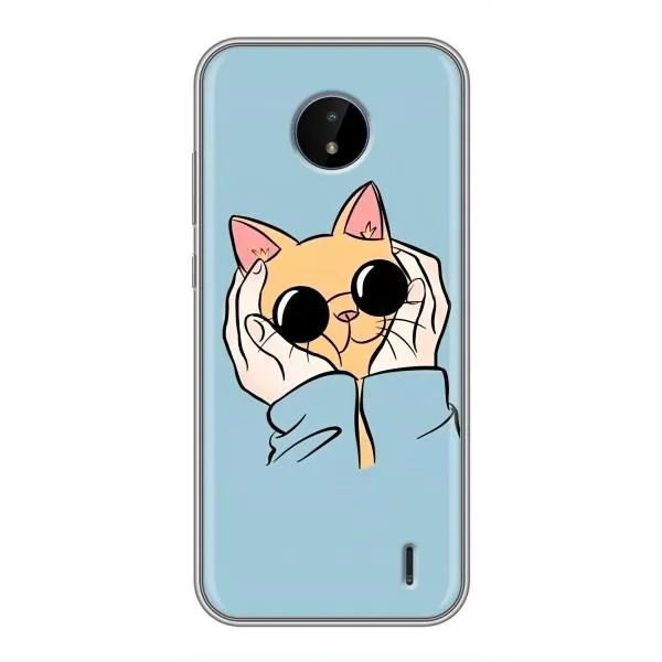 Чехол с принтом «Котик в очках» для Nokia C10