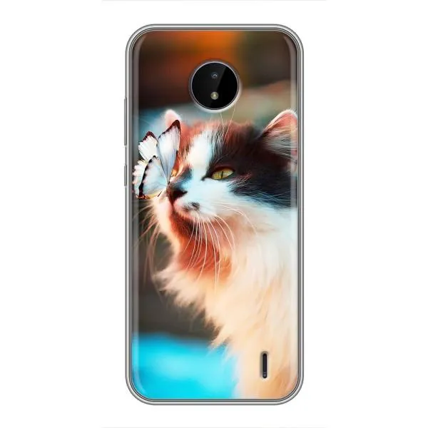 Чехол с принтом «Котик с бабочкой» для Nokia C10