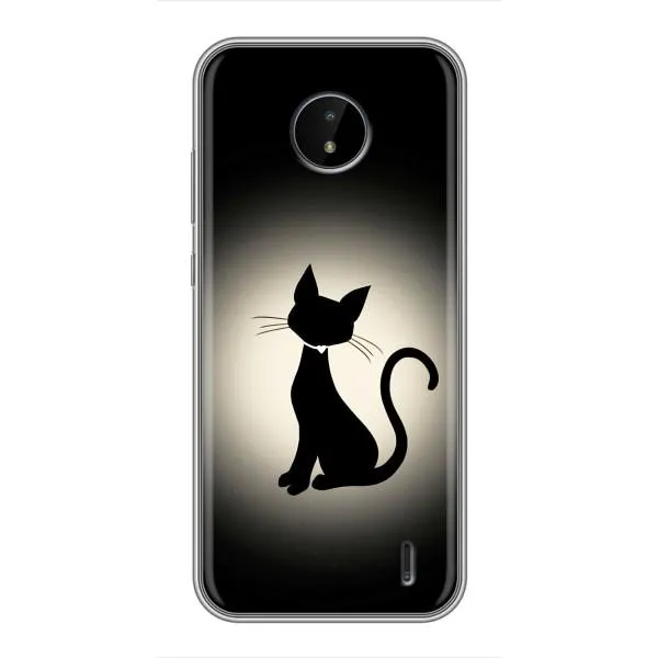 Чехол с принтом «Силуэт котика» для Nokia C20 Plus