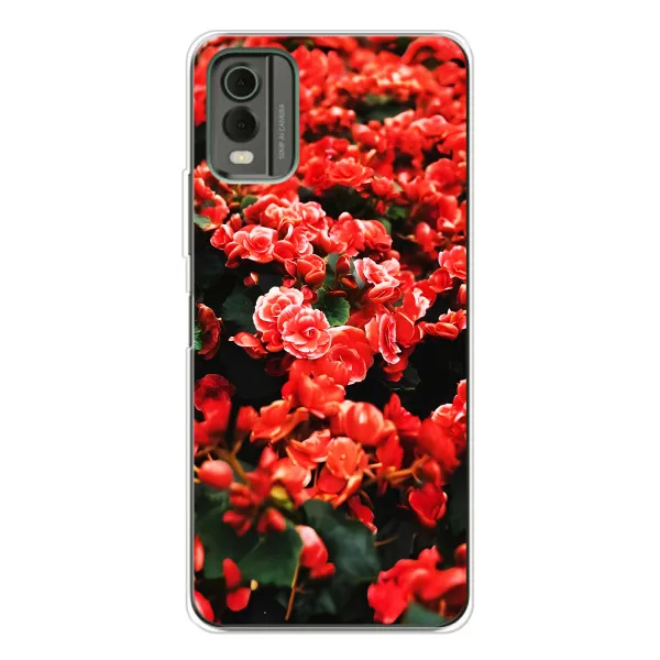 Чехол с принтом «Цветы красные» для Nokia C32