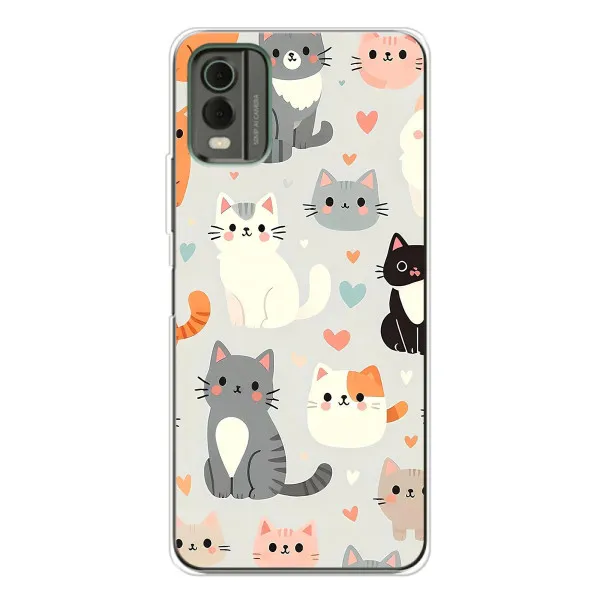 Чехол с принтом «Коллаж котов» для Nokia C32