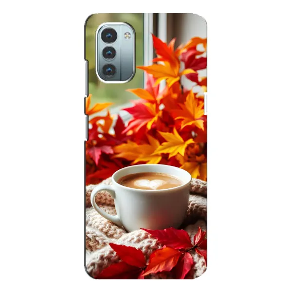 Чехол с принтом «Кофе и листья» для Nokia G11