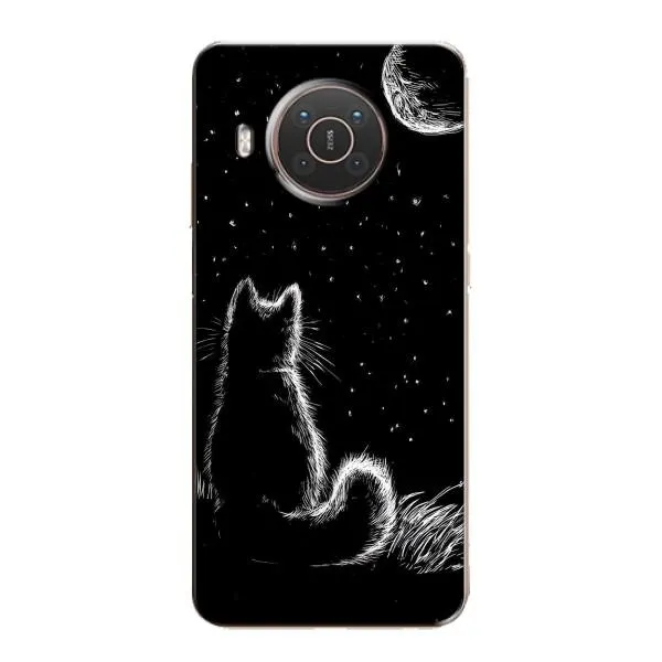 Чехол с принтом «Котик и луна» для Nokia X10