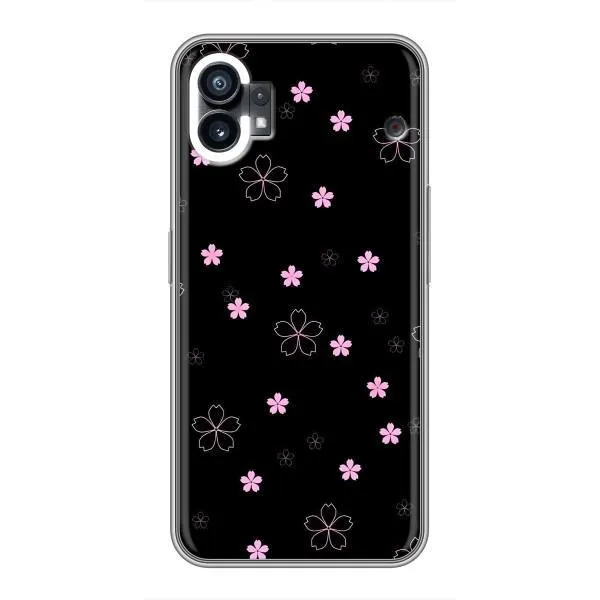 Чохол з принтом «Рожеві квіти на чорному» для Nothing Phone 1