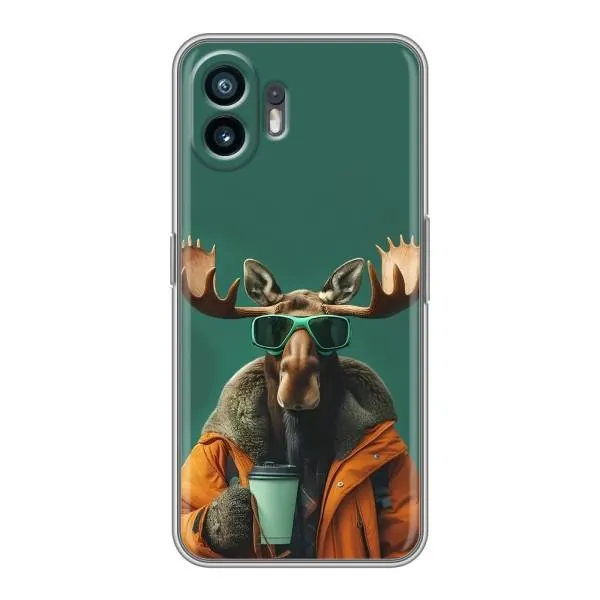Чехол с принтом «Лось с кофе» для Nothing Phone 2