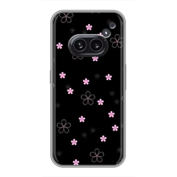 Чехол с принтом «Розовые цветы на черном» для Nothing Phone 2a Чехол с принтом «Розовые цветы на черном» для Nothing Phone 2a