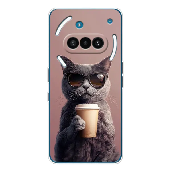 Чехол с принтом «Кот с кофе» для Nothing Phone (3a)