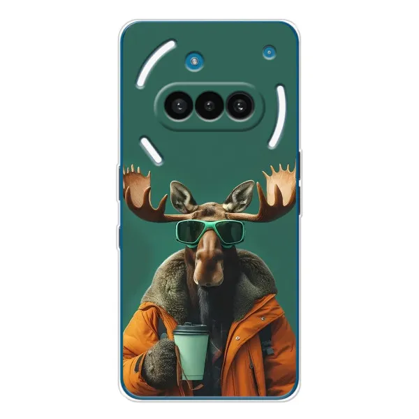 Чехол с принтом «Лось с кофе» для Nothing Phone (3a)