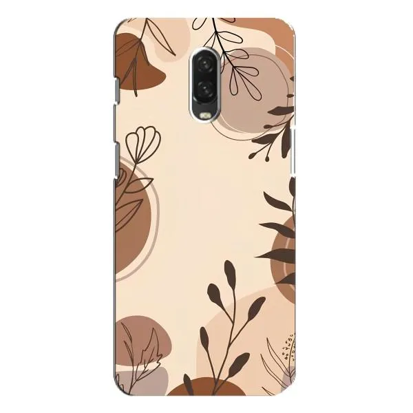 Чехол с принтом «Коричневые цветы» для OnePlus 6T