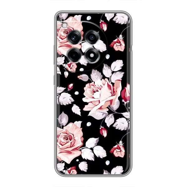 Чехол с принтом «Цветочки на черном» для OnePlus 12R