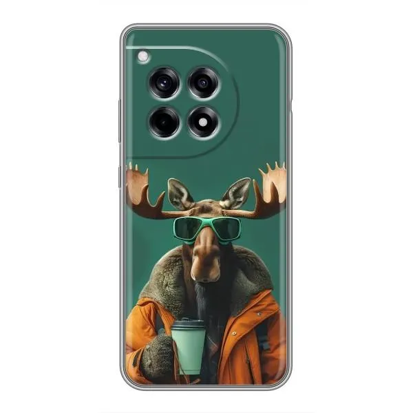 Чехол с принтом «Лось с кофе» для OnePlus 12R