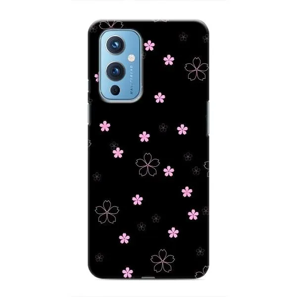 Чехол с принтом «Розовые цветы на черном» для OnePlus 9