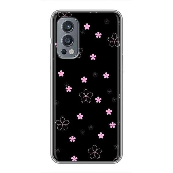 Чехол с принтом «Розовые цветы на черном» для OnePlus Nord 2
