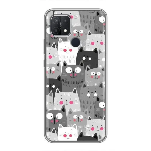 Чехол с принтом «Рисованные котики» для OPPO A15