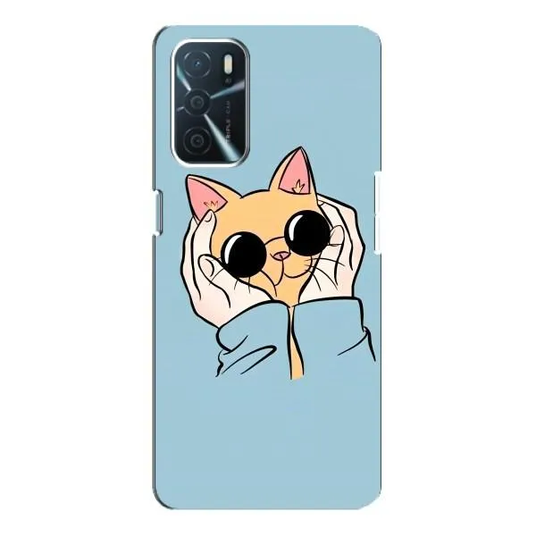 Чехол с принтом «Котик в очках» для OPPO A16