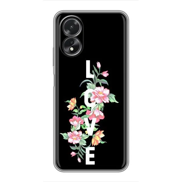 Чехол с принтом «Цветы LOVE» для OPPO A17