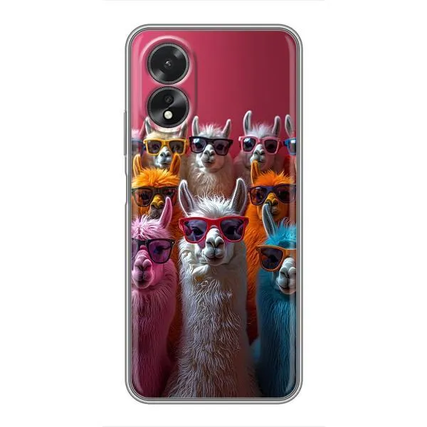 Чехол с принтом «Ламы в очках» для OPPO A17