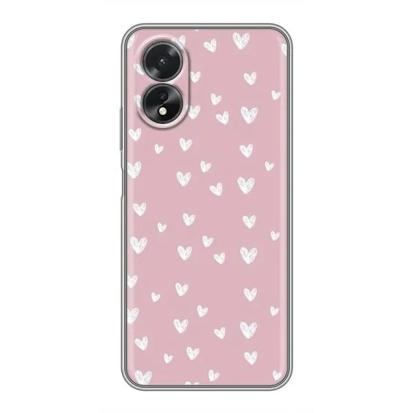 Чехол с принтом «Сердечки на розовом» для OPPO A18