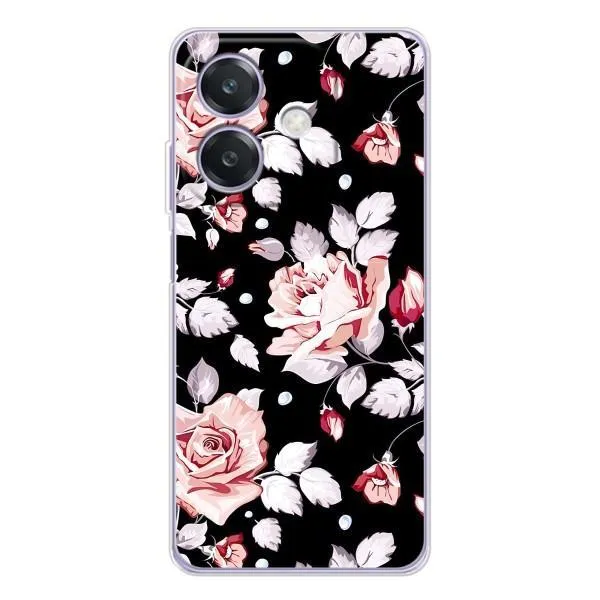 Чохол з принтом «Квіти на чорному» для OPPO A3