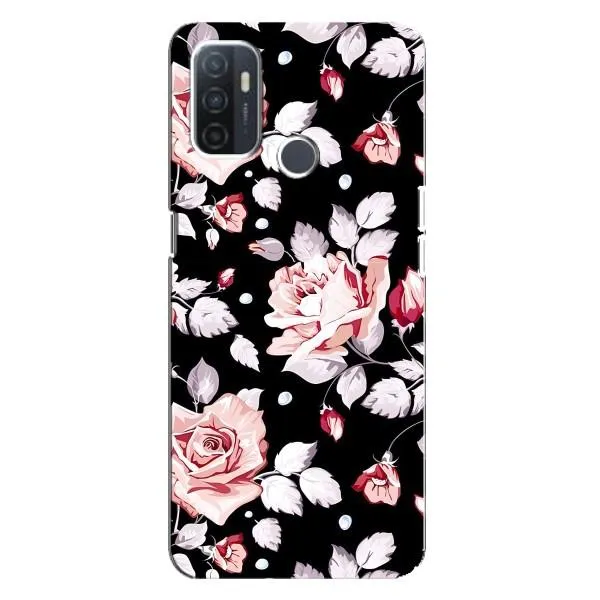 Чехол с принтом «Цветочки на черном» для OPPO A32