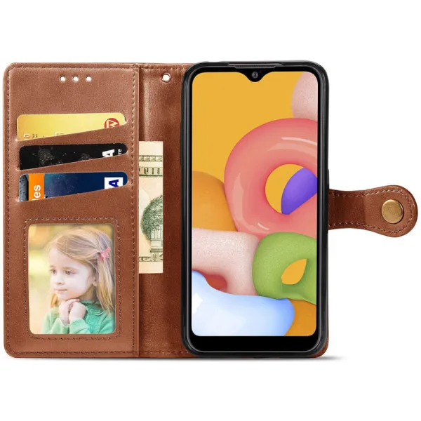 Кожаный чехол-книжка GETMAN Gallant (PU) для Oppo A38 / A18 — Коричневый — фото 3