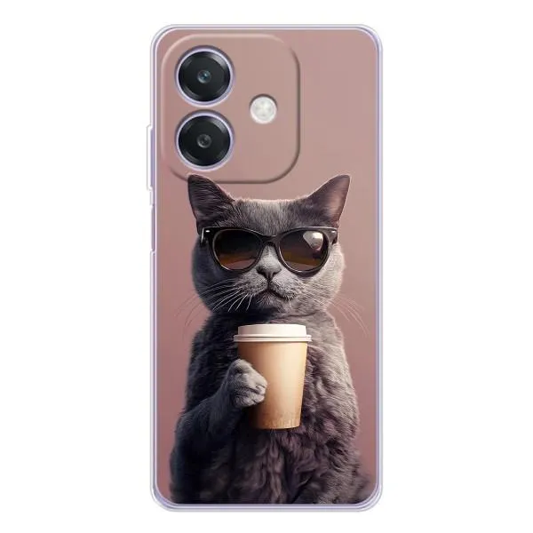 Чехол с принтом «Кот с кофе» для OPPO A3x