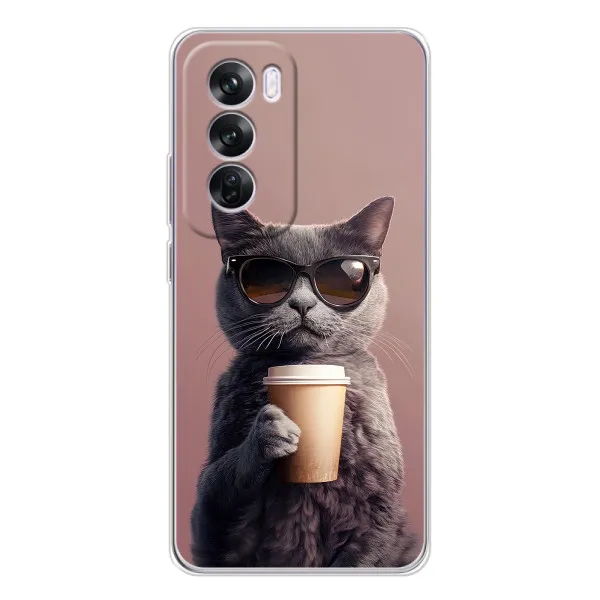 Чехол с принтом «Кот с кофе» для OPPO A5 5G