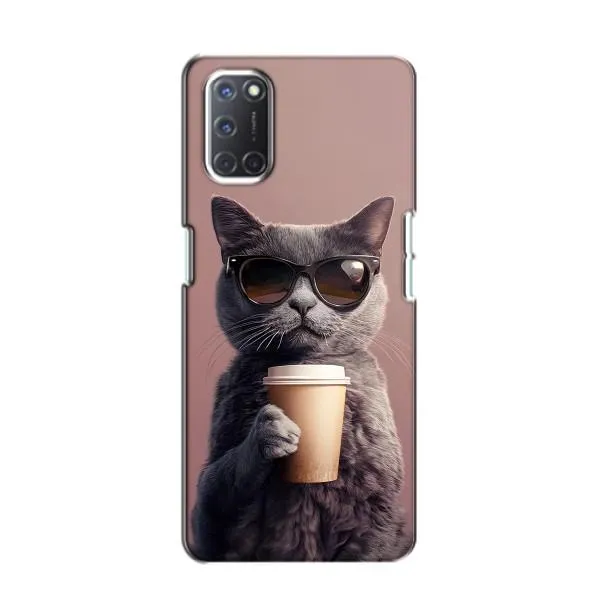 Чехол с принтом «Кот с кофе» для OPPO A52