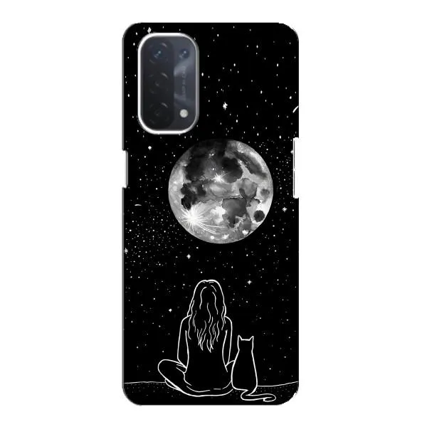 Чехол с принтом «Девушка с котом» для OPPO A54 (5G)